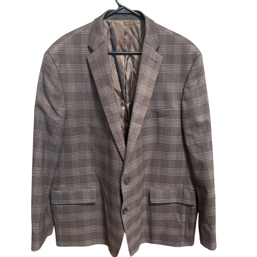 Lauren Ralph Lauren Blazer Glen‎ Plaid Sport Coat 50R Brown Excellent 2-Button